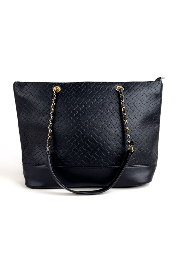 BLACK DECORATIVE CHAIN HAND BAG